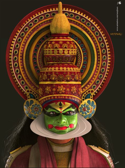 Indian Famous Paintings, Kathakali Mandala Art, Kerala Traditional Dance, Kathakali Photography, Kathakali Illustration, Kathakali Face Painting, Indian Culture Painting, Kathakali Mask, Kerala Kathakali