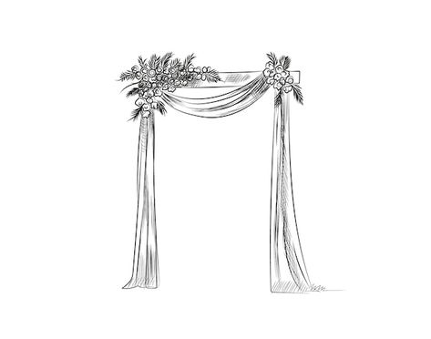 Handdrawn sketch of the decorated arch f... | Premium Vector #Freepik #vector #archway Arch For Wedding Ceremony, Arch For Wedding, Wedding Alters, Wedding Drawing, Wedding Ceremony Arch, Wedding Arbour, Wedding Colour, Wedding Altars, Baby Shower Invitation Cards