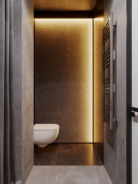 Nature on Behance Industrial Toilets, Moody Modern, Modern Industrial Interior, Modern Industrial Decor, Restroom Design, Wood And Concrete, Open Plan Living Room, Industrial Interiors, Toilet Design