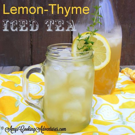 Lemon-Thyme Iced Tea Lemon Thyme Recipes, Recipe Using Lemons, Office Craft Space, Basil Tea, Thyme Tea, Dishes To Make, Thyme Recipes, Yummy Dishes, Healing Tea