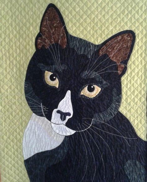 Cat Applique Designs, Applique Cat, Cat Tuxedo, Cat Quilt Block, Cat Quilts, Cat Quilt Patterns, Applique Cushions, Quilt Applique, Cat Paintings