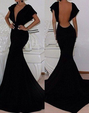 Dressy Outfit <3 Rosegal.com Black Mermaid Prom Dress, Velvet Prom Dress, Mermaid Evening Gown, Short Sleeve Maxi Dresses, Neckline Dress, Maxi Dress Evening, Black Prom Dresses, Looks Chic, Mermaid Dress