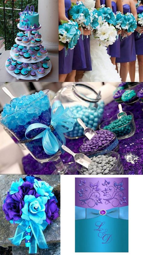 Turquoise-purple wedding theme is an elegant way to add style and sophistication to your wedding. Envoke a feeling of bright color and modern design with our unique purple and turquoise wedding invitations. Purple And Teal Wedding, Turquoise Wedding Decorations, Purple Turquoise Wedding, Turquoise Wedding Invitations, Blue Purple Wedding, Purple Wedding Theme, Wedding Colors Purple, Dress Pictures, Purple Wedding Invitations