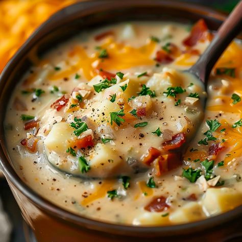 Discover the savory indulgence of Crock Pot Crack Potato Soup, a beloved homestyle dish that combines the creamy richness of potatoes with the irresistible flavors of cheese, bacon, and ranch seasoning. Perfect for busy days ... READ MORE Unique Soup Recipes, Creamy Potato Soup Recipe, Best Potato Soup, Potato Bacon Soup, Food Thoughts, Crock Pot Potatoes, Crockpot Soup, Potato Soup Easy, Potato Soup Crock Pot