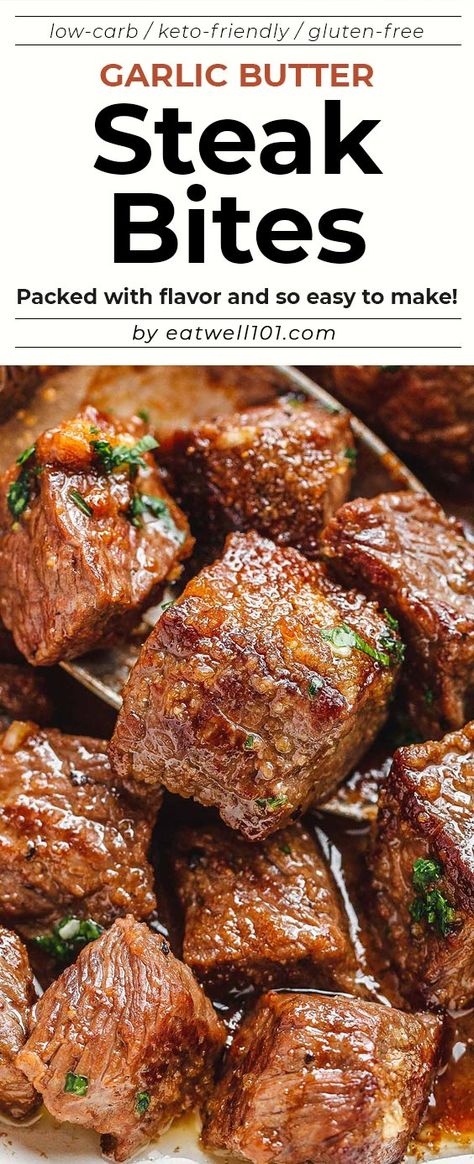 Garlic Butter Steak Bites, Butter Steak Bites, Steak Bites Recipe, Butter Steak, Stew Meat Recipes, Healthy Meat Recipes, Healthy Meats, Tandoori Masala, Garlic Butter Steak