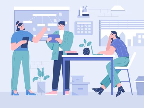 Work from Office Illustration by uigo on Dribbble Office Illustration, White Polka Dot Shirt, Flat Design Illustration, Character Flat, Couple Illustration, Learning Design, People Illustration, Vector Character, Design Website