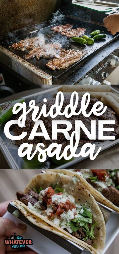 Easy Blackstone Carne Asada Dinner Blackstone, Camping Meals Dinner, Outdoor Griddle Recipes, Carne Asada Recipe, Griddle Cooking Recipes, Carne Asada Recipes, Outdoor Cooking Recipes, Blackstone Recipes, Blackstone Grill