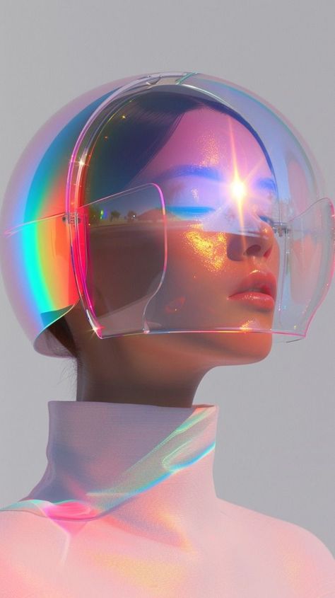 Futuristic Disco Aesthetic, Oil Spill Fashion, Futuristic Moodboard Inspiration, 2000s Futuristic Aesthetic, Modern Woman Aesthetic, Fashion And Technology, Futuristic Costume Design, Galactic Photoshoot, Iridescent Portrait