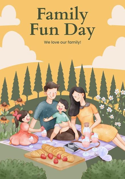 Art Nouveau Interior, Family Fun Day, Vector Poster, Family Poster, Yay Images, Fun Day, Cartoon Images, Family Day, Poster Template