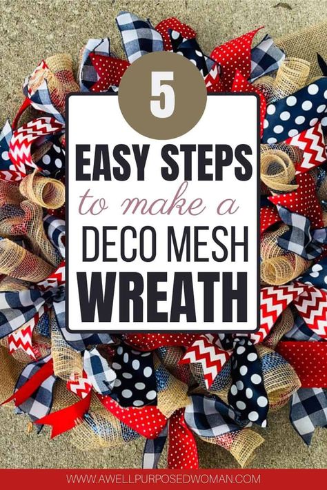 Learn how to make a deco mesh wreath the easy way. Deco mesh wreaths can be made for any season and this tutorial will show you from start to finish how to make it the easy way. Learning how to make a deco mesh wreath is so easy even beginners can do it. I promise you deco mesh wreaths are much easier to make than they look Ribbon Wreath Tutorial, Ribbon Wreath Diy, Diy Deco Mesh Wreath, Making Mesh Wreaths, Mesh Ribbon Wreaths, Deco Mesh Wreaths Tutorials, Deco Mesh Wreaths Diy, Fall Deco Mesh, Holiday Wreaths Diy