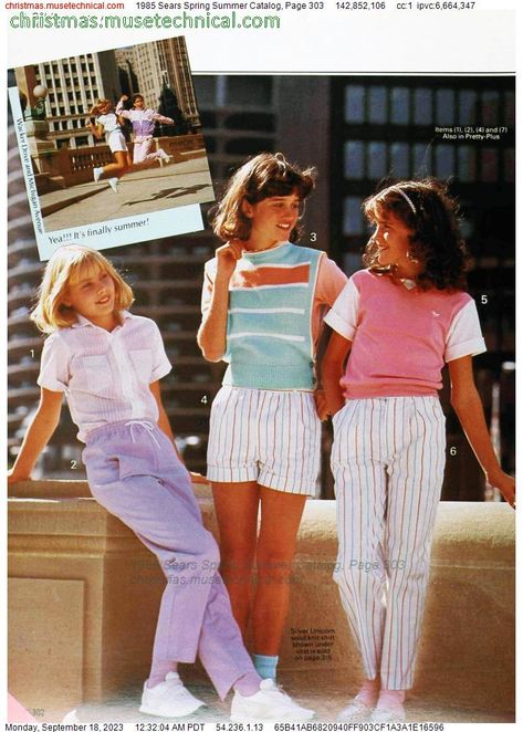 1985 Sears Spring Summer Catalog, Page 303 - Catalogs & Wishbooks 80s Girl Fashion, 19s Fashion, 1980s Outfits, 80s Inspired Outfits, Decades Fashion, 1980’s Fashion, 80s Fashion Trends, Vintage Kids Clothes, 80’s Fashion