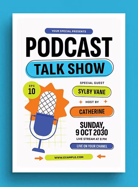 Modern Poster Design Graphics, Tutorial Poster Design, Podcast Flyer Design, Poster Talkshow, Podcast Poster Design, Poster Podcast, Workshop Flyer Design, Podcast Poster, Classroom Rules Poster