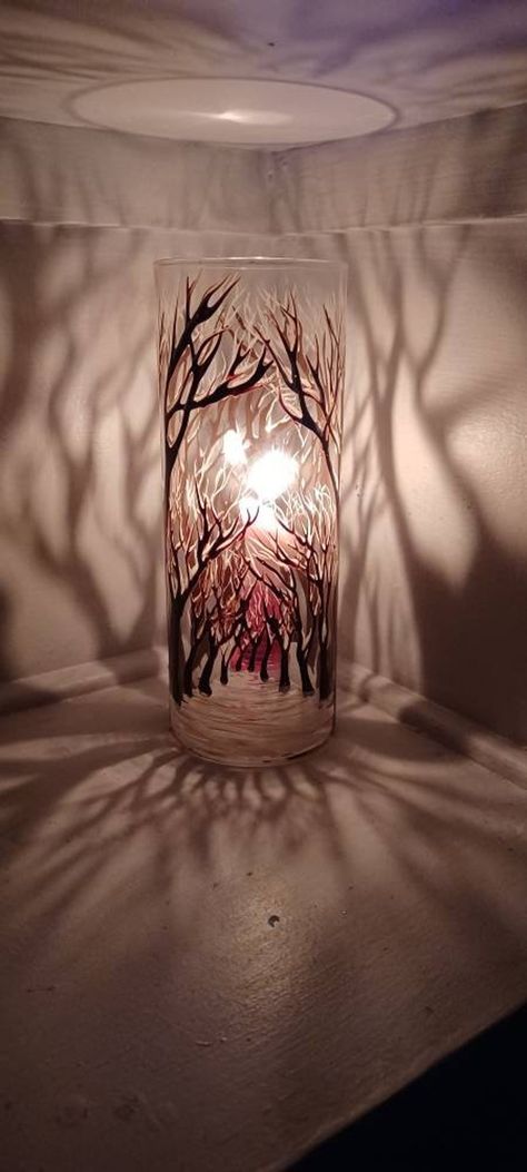 Glass Candle Holders Decorating Ideas, Spiritual Bouquet, Shadow Candle, Candle Decorating, Forest Candle, Winter Wald, Bottle Projects, Candle Holder Crafts, Candle Crafts