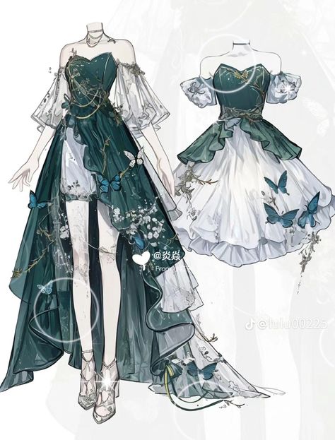 Anime Dress Design Outfit Ideas, Dresses Drawing, Female Anime Characters, Dreamy Gowns, Art Outfits, Dress Design Drawing, Clothing Design Sketches, Giant Inflatable, Fashion Drawing Dresses