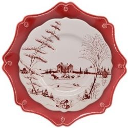 Country Estate Holiday Ruby & Winter Frolic Scallop Dinner, Juliska Country Estate, Romantic Architecture, Christmas Eve Dinner, Christmas China, Christmas Dinner Table, Christmas Dinnerware, White Dinner Plates, Winter Dinner