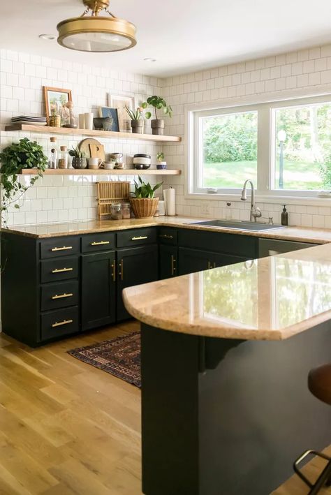 25 U-Shaped Kitchen Ideas You Don't Want to Miss | Hunker Feeling Overwhelming, Modern L Shaped Kitchens, Open Shelving In The Kitchen, Kitchen Triangle, Halloween Kitchen Decor, Best Kitchen Design, Kitchen Words, Flat Panel Cabinets, L Shaped Kitchen