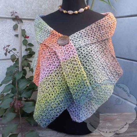 Lovely and lacy and perfect for the warmer weather this shawl is sure to be a hit this season! Crochet Workshop, Crochet Prayer Shawls, Crocheted Shawl, Crochet Shawl Pattern Free, Creative Crochet, Crochet Shawls And Wraps, Shawl Patterns, V Stitch, Crochet Wrap