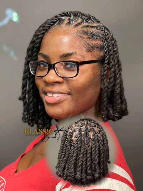 Side Part Two Strand Twist Locs, Twist And Lock Natural Hairstyles, Bob Twists, Dreadlock Styles For Women Black Locs, Loc Knots, Loc Bob, Small Dreads, Dreads Short Hair, Hair And Skin Vitamins