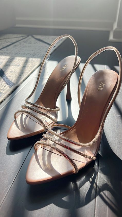 Zara High Heels Sandals, Zara Transparent Heels, Zara High Heels, Zara Shoes Heels, Transparent Heels, Fashion Shoes Heels, Sparkly Shoes, Zara Heels, Embellished Heels