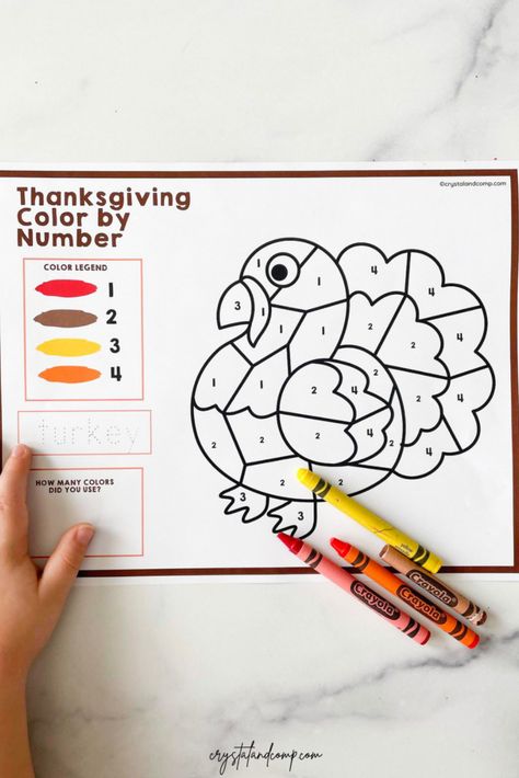 Turkey Color By Number, Thanksgiving Color By Number, Number Printables, Thanksgiving Activities Preschool, Kids Packaging, Thanksgiving Books, Kids Craft Supplies, Thanksgiving Color, Thanksgiving Preschool