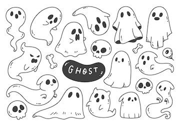 Cute Ghosts Illustration, Ghost Vector Illustration, Ghost Illustration Art, Ghost Simple Drawing, White Board Halloween Drawings, Halloween Doodles Cute, Halloween Art Simple, Easy Drawings Ghost, Simple Doodles Ghost