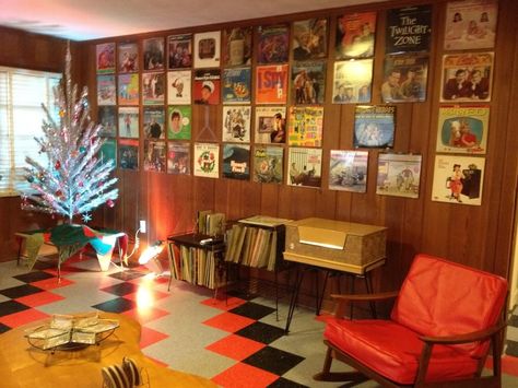 vintage basement party | Basement Update - calling it done for Christmas! 1970s Basement, Home Studio Music Room, Party Basement, Basement Party, Vintage Basement, Basement Update, Retro Basement, Studio Music Room, 70s Room