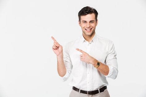 Pointing Fingers, Blue Eyed Men, Hipster Beard, Business Photoshoot, Smiling Man, White Shirt Men, Education Logo, Casual Long Sleeve Shirts, Torn Paper