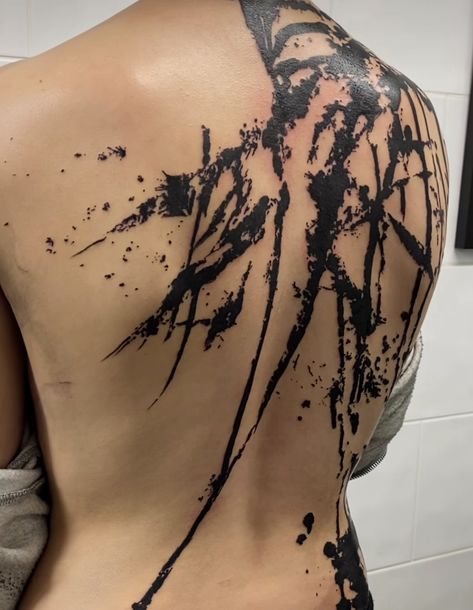 Deep Black Tattoo, Splatter Tattoo Black, Black Splatter Tattoo, Blood Splatter Tattoo, Abstract Black Work Tattoo, Messy Tattoo Style, Dark Abstract Tattoo, Charcoal Tattoo, Ink Spill Tattoo