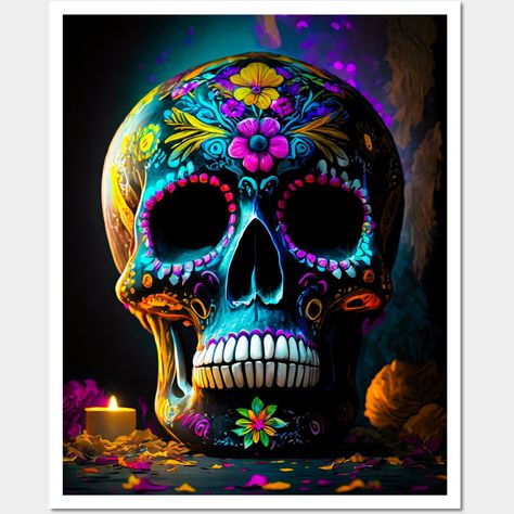 Day of the dead sugar skull in black. -- Choose from our vast selection of art prints and posters to match with your desired size to make the perfect print or poster. Pick your favorite: Movies, TV Shows, Art, and so much more! Available in mini, small, medium, large, and extra-large depending on the design. For men, women, and children. Perfect for decoration. Mexican Sugar Skull Art Beautiful, Day Of The Dead Painting, Mexican Skull Art, Day Of The Dead Artwork, Crystal Painting, Sugar Skull Decor, Sugar Skull Artwork, Mexican Sugar Skull, Day Of The Dead Art