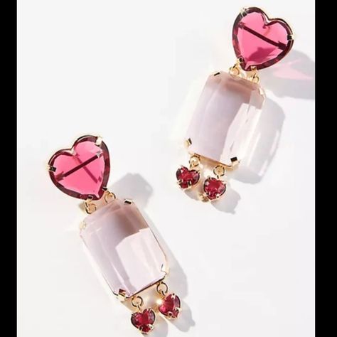 Pakera Pakera Carmen Drop Earrings In Red & Pink Brand New In Box $345 Msrp-Sold Out Online 18k Gold-Plated Sliver Post Styling Imported Lightweight 2.25"L, 1.5"W Anthropologie Jewelry, Heart Drop Earrings, Pink Brand, Pink Red, Red Color, Anthropologie, 18k Gold, Jewelry Earrings, Women Jewelry