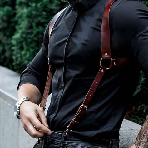 .

A unique and stylish belt that will make you stand out from the crowd. Perfect for steampunk, goth, or any other alternative style. #steampunk #harnessbelt #suspenders #men https://whispers-in-the-wind.com/discover-the-latest-mens-accessory-trends-for-2024/?steampunk-brown-suspender-harness-belt-for-men-unisex Men’s Harness Fashion, Formal Suspenders Outfit Men, Arm Garters Men, Suspenders Aesthetic Men, Steampunk Suspenders Mens, Men’s Steampunk Outfits, Suit With Harness Men, Steampunk Aesthetic Men, Modern Steampunk Fashion Men