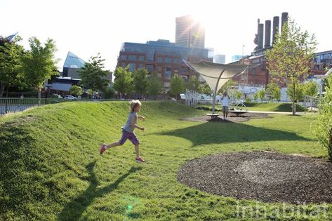 Pierce’s Park Combines Art, Play, and Stormwater Management into a Stunning Urban Oasis in Baltimore Downtown Baltimore, Retention Pond, Innovation Architecture, Stormwater Management, Landscaping Software, Residential Building Design, Eco Architecture, Pond Landscaping, Children Park