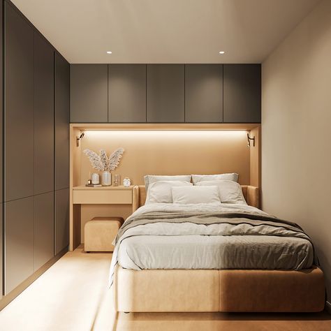 Small Minimalist Bedroom, Apartemen Studio, Small Room Interior, Beautiful Bed Designs, Small Bedroom Interior, Flyers Design, Interior Design Per La Casa, Condo Interior, Luxury Bedroom Design