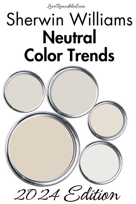 If you're wondering what neutral paint colors are on trend for 2024, check out these top paint color picks! The Best Neutral Paint Colors, Cool Neutral Wall Color, Studio Mcgee Neutral Paint Colors, Kitchen Paint Colors Neutral, Modern Interior Wall Colors, River Rock Paint Color, Sw On The Rocks Paint Color Schemes, Design 2024 Interior, Neutral Paint Colors For Home