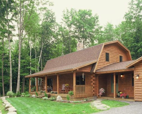 Gambrel Roof Interior, Gambrel Roof Addition, Small Gambrel House, Gambrel House With Porch, Gambrel House Addition, Gambrel House Plans, Gambrel Barn House, Gambrel Roof House, Gambrel Cabin