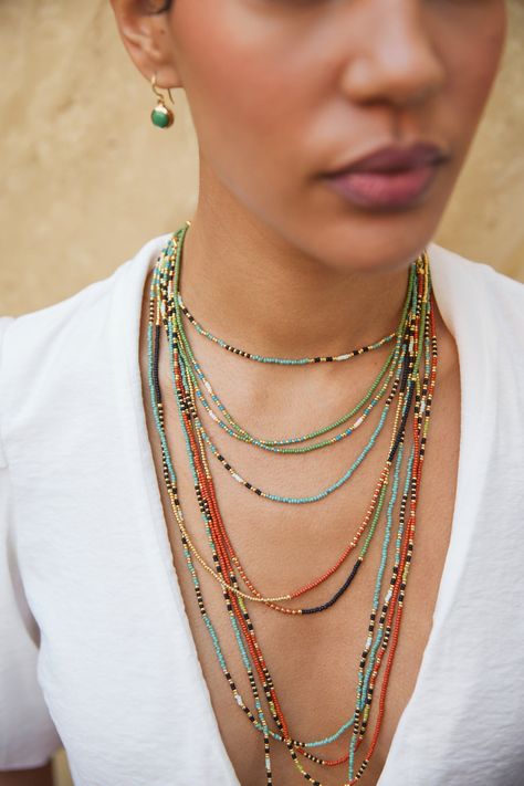 Anna Beck, Native Language, Ring Pendant Necklace, Green Quartz, Seed Bead Necklace, Zimbabwe, Beck, Ring Necklace, Boho Jewelry