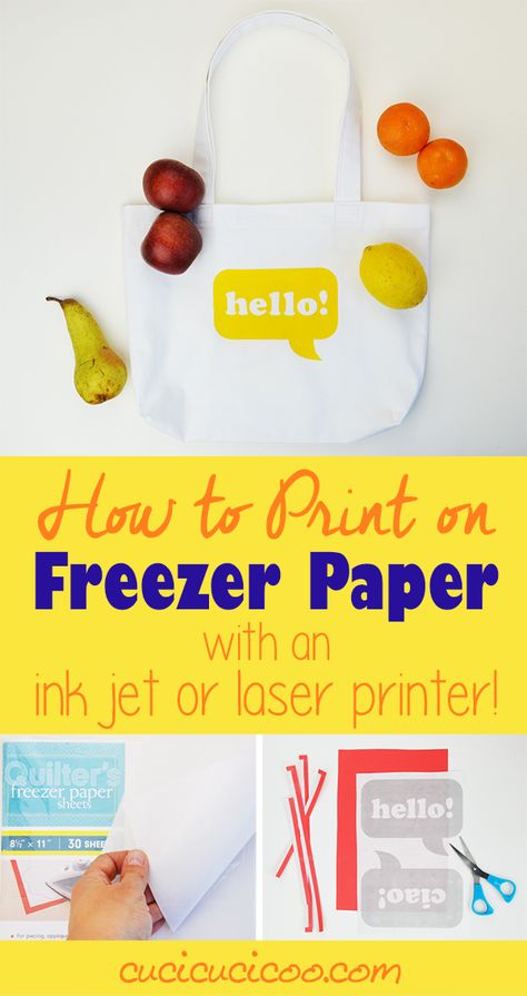 How to print on freezer paper with a laser or inkjet printer - Cucicucicoo Freezer Paper Crafts, Freezer Paper Transfers, Wax Paper Transfers, Wood Gifts Diy, Freezer Paper Stenciling, Freezer Paper, Quilt Labels, Paper Embroidery, Stenciling