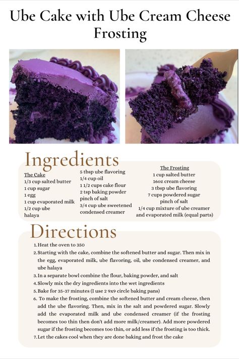 Ube Cake Recipes Easy, Ube Moist Cake Recipe, Ube Sago Dessert, How To Make Ube, Ube Cinnamon Rolls, Ube Flavoring Recipes, Ube Cream Cheese Frosting, Ube Pound Cake, Ube Bundt Cake