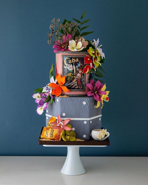 Havana Nights Theme Cake, Cuban Birthday Cake, Havana Night Cake, Havana Cake Ideas, Havana Nights Cake, Havana Cake, Tropic Cake, Erica Badu, Havana Theme Party