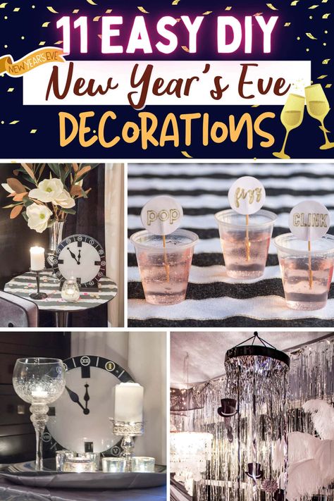 11 Easy Last Minute New Year's Eve Party Decorations Ideas Party Decor For Adults, Diy Nye Party, Diy Nye, New Years Eve Recipes, New Year's Eve Food, New Year's Eve Party Themes, Party Decor Outdoor, New Years Eve Decor, Nye Party Ideas