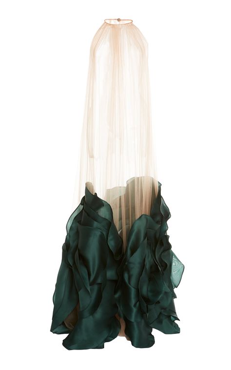 Whisper Love, Tulle Cape, Organza Flowers, Cape Dress, Sheer Chiffon, Fashion Details, Halter Neck, Couture Fashion, Moda Operandi