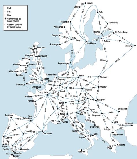 Train-Ticket Cost-Estimate Maps - From Rick Steves.  This map doesn't include all destinations available by train, just Eurail pass destinations. Poland Trip, Europe Trip Planning, Europe Train Travel, Train Map, Europe Train, Train Ticket, European Road Trip, Rick Steves, Capital Cities