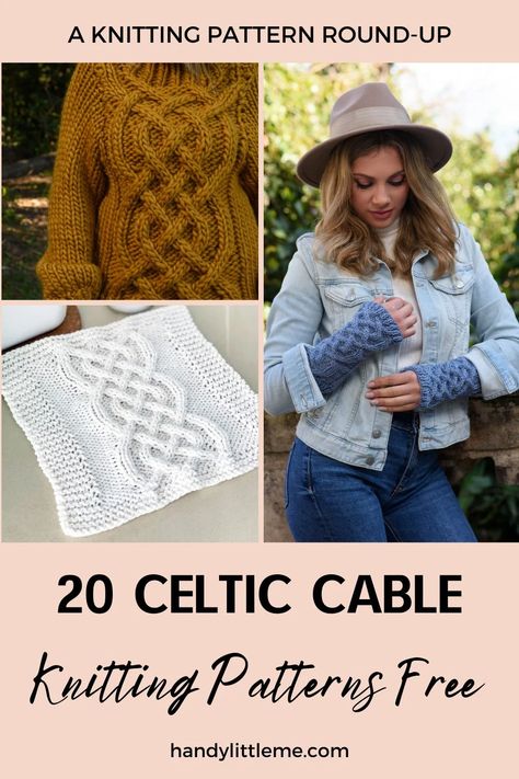 20 Celtic Cable Knitting Patterns (Free) - Handy Little Me Cable Knitting Patterns Free, Knitting Cables, Cabled Hat Pattern, Winter Knitting Patterns, Cable Knit Sweater Pattern, Intermediate Knitting Patterns, Advanced Knitting, Cable Knitting Patterns, Knit Headband Pattern