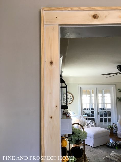 Trim Over Trim, New Trim Around Doors, Case Opening Trim Ideas, Frame Opening In Wall, Framing Door Openings, Adding Trim To Existing Door Trim, Trim Around Wall Opening, How To Trim Out A Doorway, How To Change Door Trim