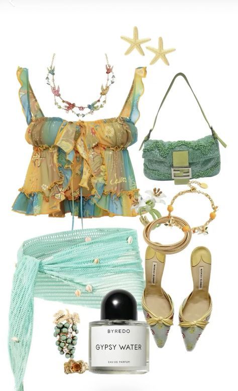 Tropical Outfit Inspiration, Tropical Outfits, 2014 Tumblr, Y2k Fits, Beach Party Outfits, Mermaid Core, Tropical Outfit, Beachy Outfits, Ibiza Outfits