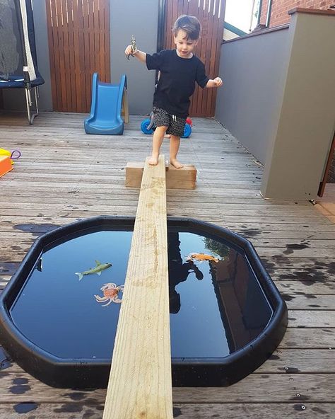 @zaras_play_tribe Putting a balance beam over our tuff tray was such a simple buy amazing play experience for Mr 3 and Miss 1.3.⁣ .⁣ Usually they climb, jump, run all over beams like this but today it was slow and steady so they didn't fall in the water and get nipped by the crab!⁣ .⁣ Water in the tuff tray has been almost a daily occurance lately. From using it as a pool, making soup or a pouring station it has been simple water and accessories. ⁣ .⁣ I grabbed a long piece of timber from the ga Tuff Tray Ideas Toddlers, Outdoor Learning Activities, Preschool Play, Eyfs Activities, Preschool Planning, Nursery Activities, Childcare Activities, Tuff Tray, Invitation To Play