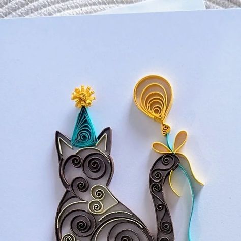 Terilyn / Quilligree Creations on Instagram: "How cute is this birthday kitty card? Find it @shopmotif613 💕 #quilling #quilled #quillingart #quillingartist #quillingcard #paperart #paperquilling #papercraft #paperartist #madewithpaper #supportlocalottawa #shoplocalottawa #wellingtonwest #handmade613" Quilled Birthday Cards, Quilling Cat, Birthday Kitty, Quilling Birthday Cards, Background Ppt, Art Pins, Cat Birthday Card, Paper Quilling Designs, Quilling Designs