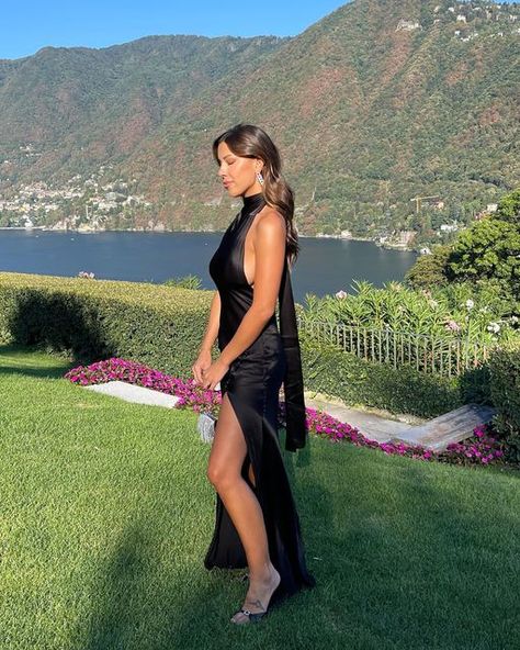 Devin Brugman on Instagram: "It’s giving Lake Como" Devin Brugman, Sau Lee, Backless Gown, Alexis Ren, Last Day Of Summer, Black Tie Event, Dresses Backless, Satin Bow, Black Tie