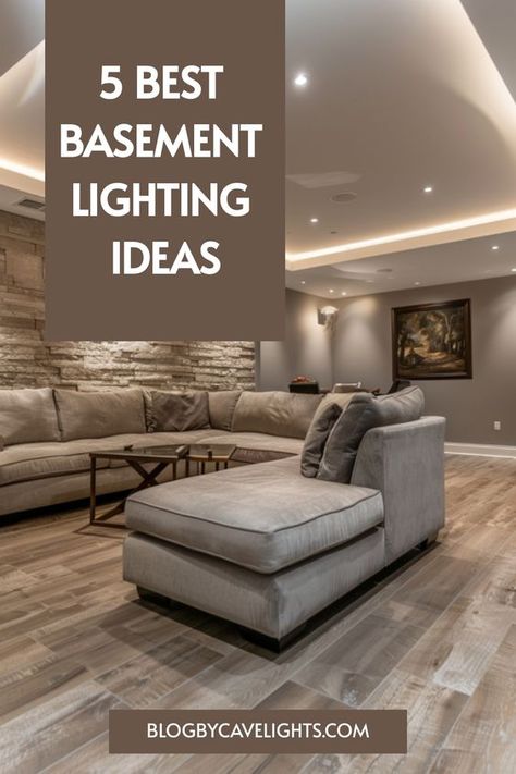 Transform your basement with our 5 favorite basement lighting ideas. Make your space warm and inviting. Read more now! 💖 Industrial Chic Basement, Comfy Basement Ideas Cozy Living, Basement Bar Lighting Ideas, Best Basement Ideas, Black Ceiling Basement, Recessed Lighting Ideas Living Room, Open Basement Ideas, Farmhouse Basement Ideas, Bay Window Inspiration