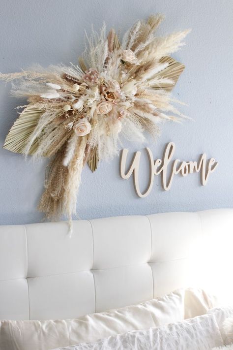 Pampas Grass Swag, Neutral Roses, Grass Arrangements, Wedding Arch Decor, Grass Centerpiece, Lodi California, Pink Pampas, Girls Nursery Decor, Pink Pampas Grass